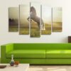 White Horse 11 - Animal 5 Panel Canvas Art Wall Decor