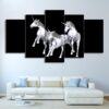 White Horses 3 - Abstract Animal 5 Panel Canvas Art Wall Decor