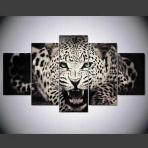 White Leopard Leopard - Animal 5 Panel Canvas Art Wall Decor