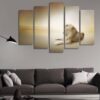 White Lion Lying 01 - Animal 5 Panel Canvas Art Wall Decor