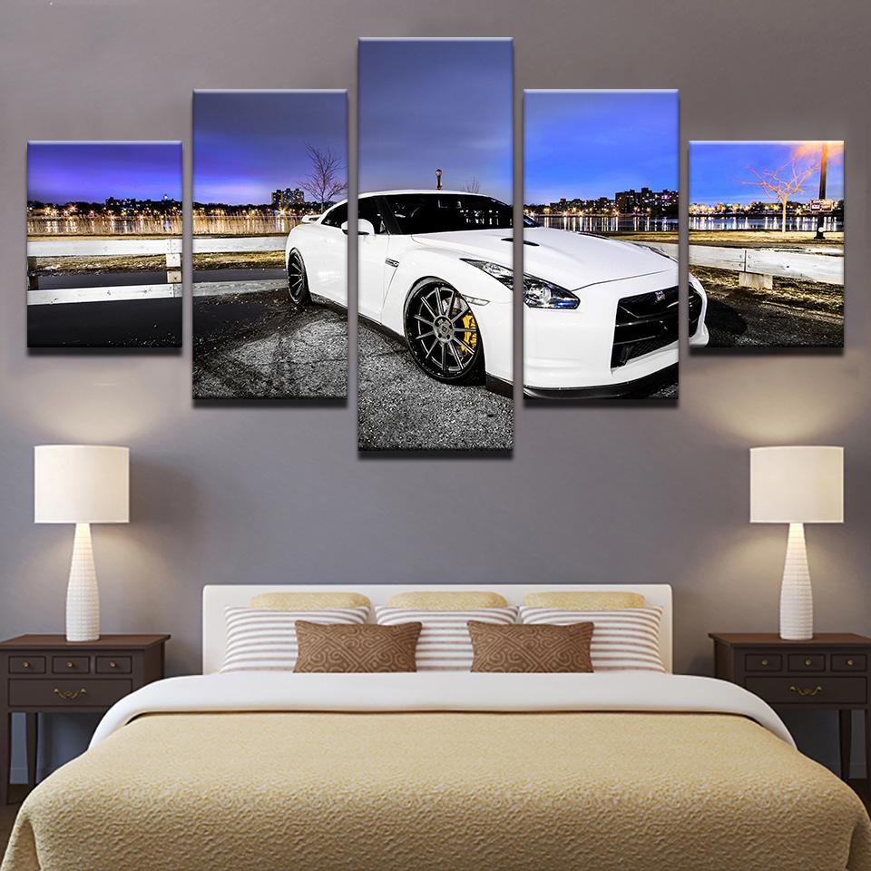 White Luxury Sports Car - Automative 5 Panel Canvas Art Wall Decor White Luxury Sports Car - Automative 5 Panel Canvas Art Wall Decor