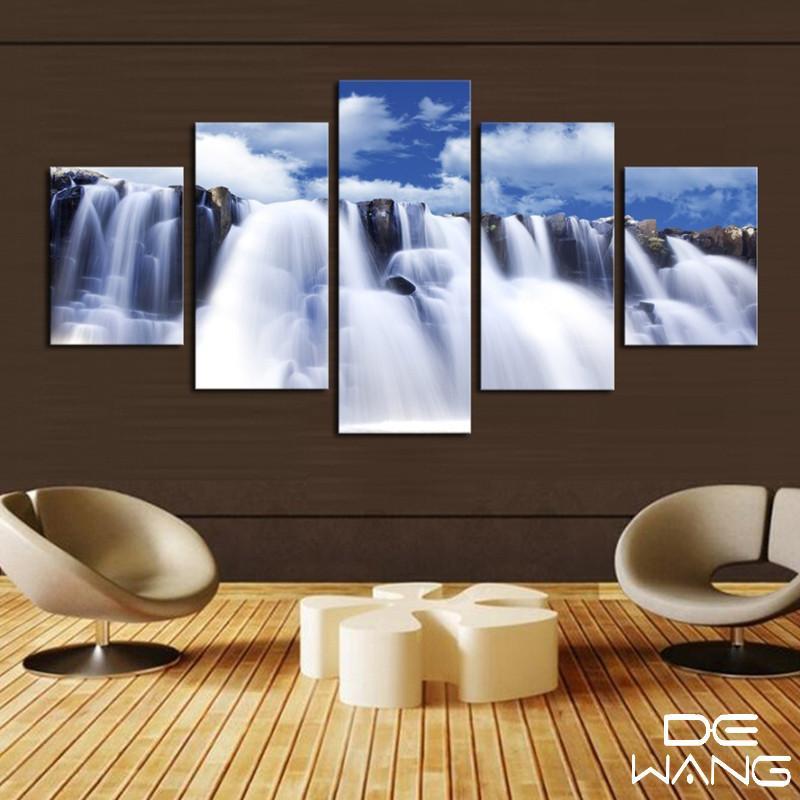 White Niagara Falls - Nature 5 Panel Canvas Art Wall Decor White Niagara Falls - Nature 5 Panel Canvas Art Wall Decor