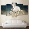 White Stallion - Animal 5 Panel Canvas Art Wall Decor