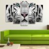 White Tiger 02 - Animal 5 Panel Canvas Art Wall Decor