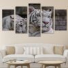 White Tiger 1 - Animal 5 Panel Canvas Art Wall Decor