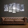 White Tiger In Snow Forest - Animal 5 Panel Canvas Art Wall Decor