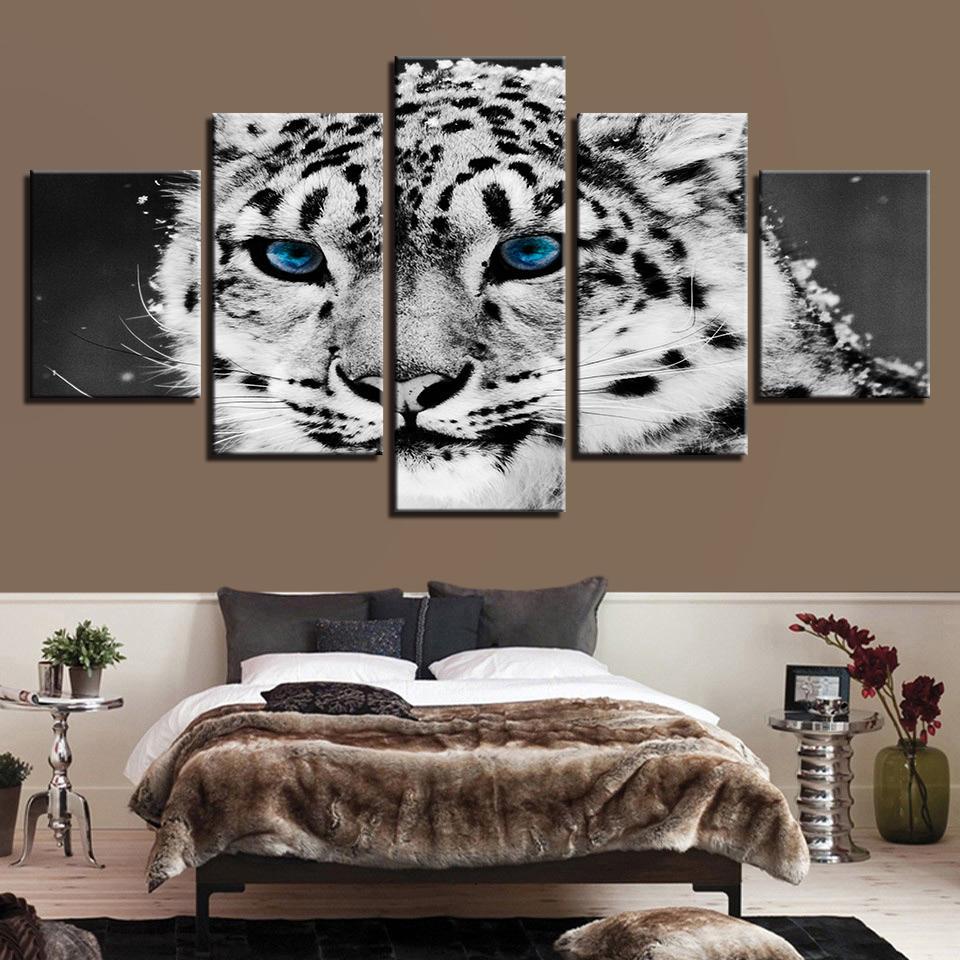 White Tiger Modern - Animal 5 Panel Canvas Art Wall Decor White Tiger Modern - Animal 5 Panel Canvas Art Wall Decor
