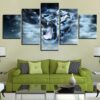 White Tiger Open Its Big Mouth - Animal 5 Panel Canvas Art Wall Decor