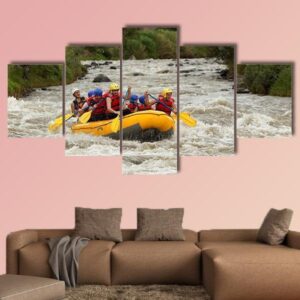 White Water River Rafting In Ecuador - Sport 5 Panel Canvas Art Wall Decor