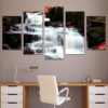 White Waterfall - Nature 5 Panel Canvas Art Wall Decor