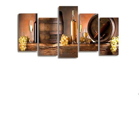 White Wine Lovers - Wine 5 Panel Canvas Art Wall Decor White Wine Lovers - Wine 5 Panel Canvas Art Wall Decor