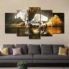 White Winged horses on the Sea - Animal 5 Panel Canvas Art Wall Decor