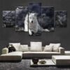 White Wolf 2 - Animal 5 Panel Canvas Art Wall Decor