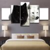 White Wolf Black Wolf - Animal 5 Panel Canvas Art Wall Decor