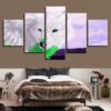 White Wolf Green Eyes - Animal 5 Panel Canvas Art Wall Decor