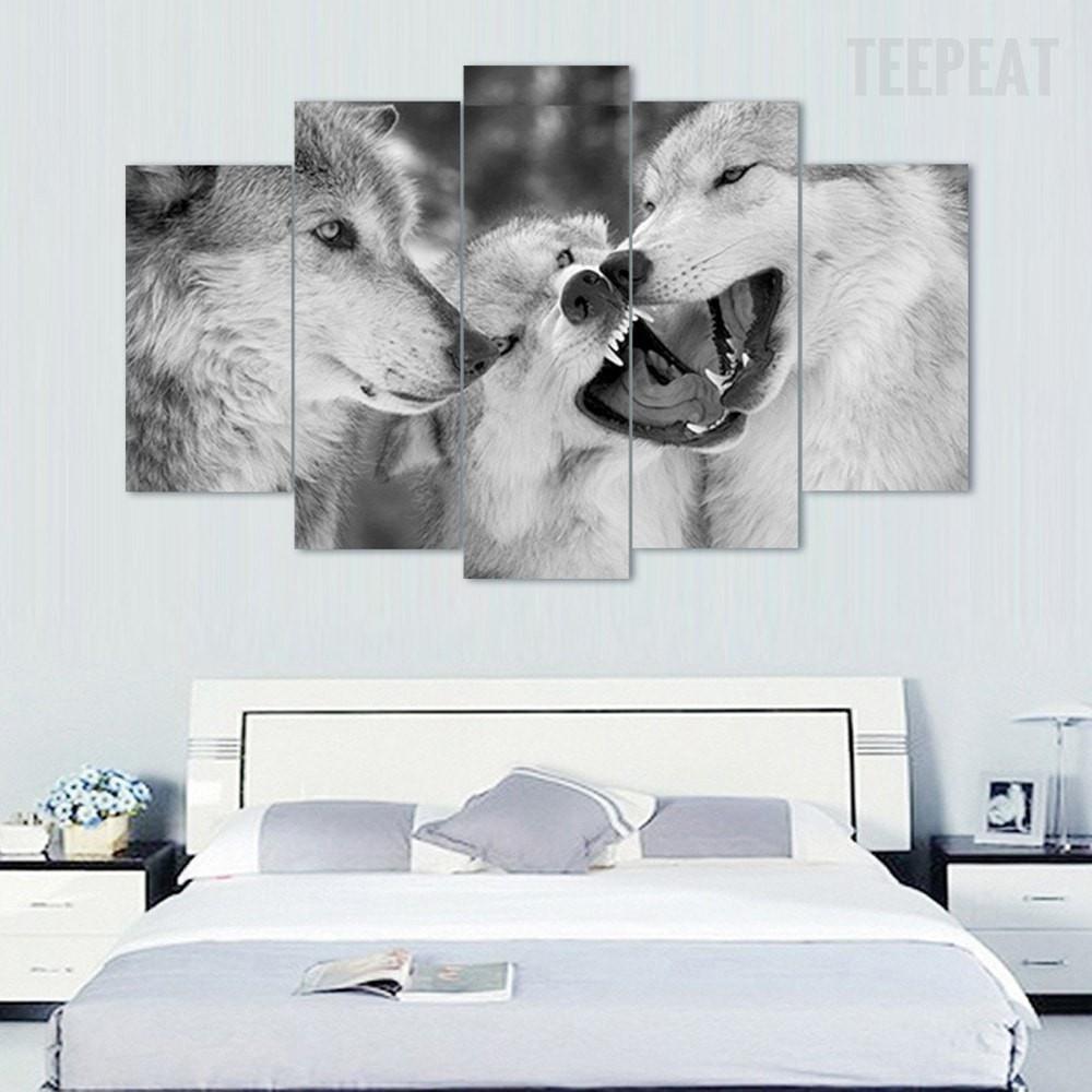White Wolf Pack - Anime 5 Panel Canvas Art Wall Decor White Wolf Pack - Anime 5 Panel Canvas Art Wall Decor