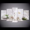White orchid pebbles - Nature 5 Panel Canvas Art Wall Decor