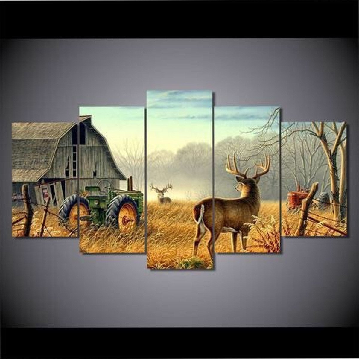 Whitetail Buck And Monster Buck Whitetail Deer - Animal 5 Panel Canvas Art Wall Decor-CV Whitetail Buck And Monster Buck Whitetail Deer - Animal 5 Panel Canvas Art Wall Decor-CV
