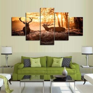 Whos King Bull - Animal 5 Panel Canvas Art Wall Decor