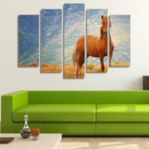 Wild Horse 05 - Animal 5 Panel Canvas Art Wall Decor