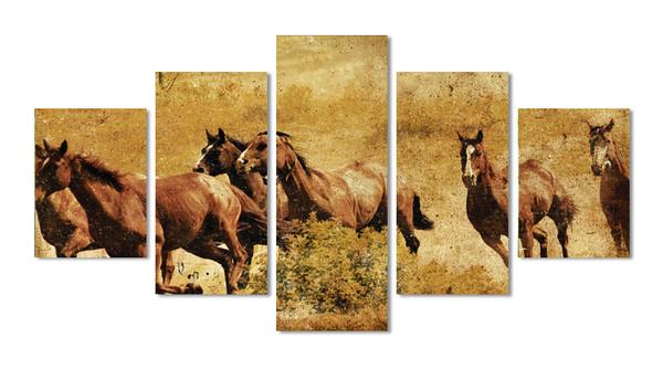 Wild Horse - Animal 5 Panel Canvas Art Wall Decor Wild Horse - Animal 5 Panel Canvas Art Wall Decor