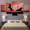 Wild Horses 5 - Animal 5 Panel Canvas Art Wall Decor