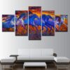 Wild Horses Race - Animal 5 Panel Canvas Art Wall Decor