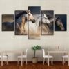 Wild Horses Running - Animal 5 Panel Canvas Art Wall Decor