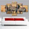 Wild Zebra - Animal 5 Panel Canvas Art Wall Decor