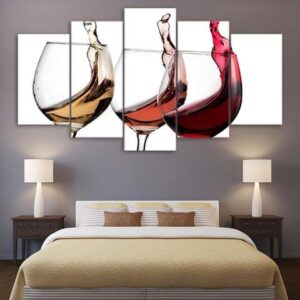 Wine #1 - Wine 5 Panel Canvas Art Wall Decor