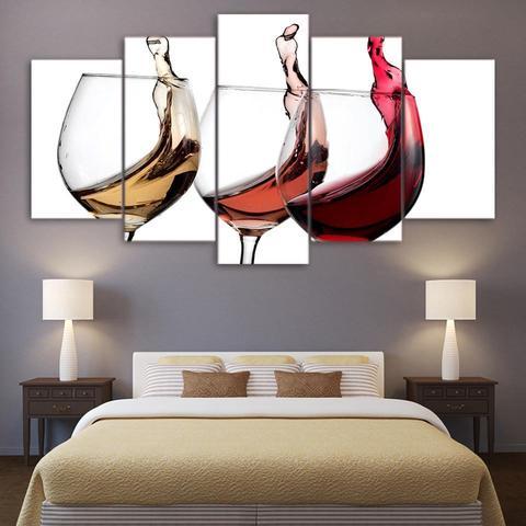 Wine #1 - Wine 5 Panel Canvas Art Wall Decor Wine #1 - Wine 5 Panel Canvas Art Wall Decor