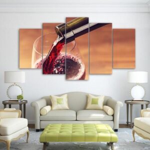 Wine #15 - Wine 5 Panel Canvas Art Wall Decor