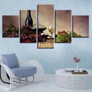 Wine #17 - Wine 5 Panel Canvas Art Wall Decor