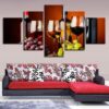 Wine #18 - Wine 5 Panel Canvas Art Wall Decor