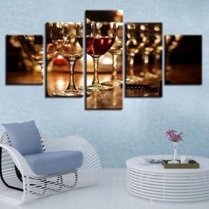 Wine #19 - Wine 5 Panel Canvas Art Wall Decor