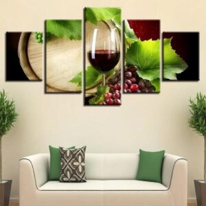 Wine #23 - Wine 5 Panel Canvas Art Wall Decor