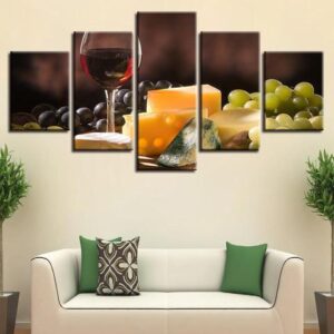 Wine #24 - Wine 5 Panel Canvas Art Wall Decor