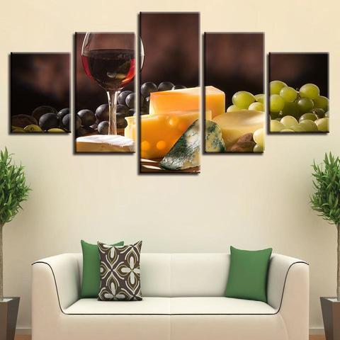 Wine #24 - Wine 5 Panel Canvas Art Wall Decor Wine #24 - Wine 5 Panel Canvas Art Wall Decor