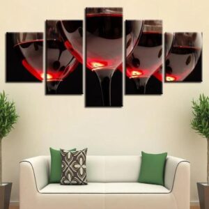 Wine #26 - Wine 5 Panel Canvas Art Wall Decor