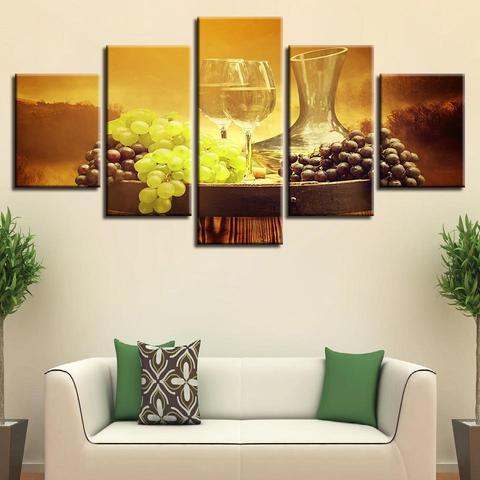 Wine #27 - Wine 5 Panel Canvas Art Wall Decor Wine #27 - Wine 5 Panel Canvas Art Wall Decor