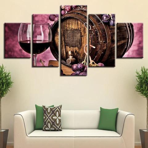Wine #28 - Wine 5 Panel Canvas Art Wall Decor Wine #28 - Wine 5 Panel Canvas Art Wall Decor