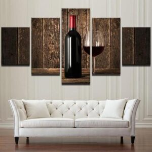Wine #5 - Wine 5 Panel Canvas Art Wall Decor