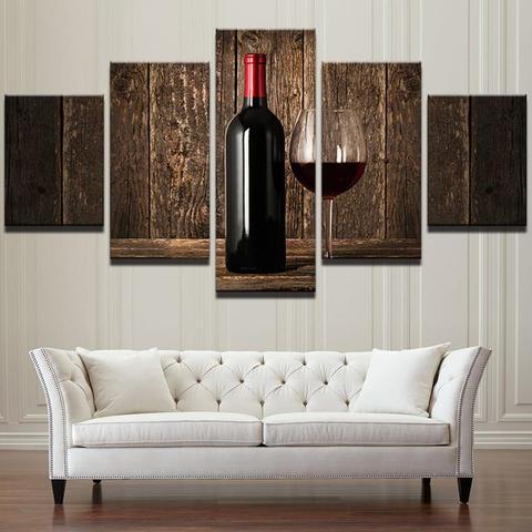 Wine #5 - Wine 5 Panel Canvas Art Wall Decor Wine #5 - Wine 5 Panel Canvas Art Wall Decor