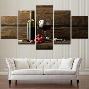 Wine #6 - Wine 5 Panel Canvas Art Wall Decor