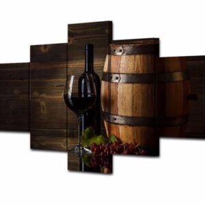 Wine #7 - Wine 5 Panel Canvas Art Wall Decor