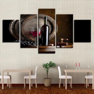 Wine #8 - Wine 5 Panel Canvas Art Wall Decor