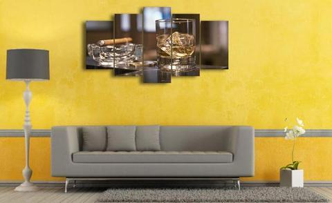 Wine And Cigar - Wine 5 Panel Canvas Art Wall Decor Wine And Cigar - Wine 5 Panel Canvas Art Wall Decor