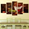 Wine Basket - Wine 5 Panel Canvas Art Wall Decor