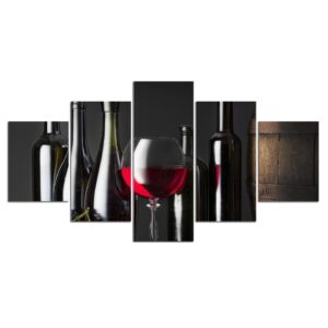 Wine Cabinet for kitchen - Wine 5 Panel Canvas Art Wall Decor