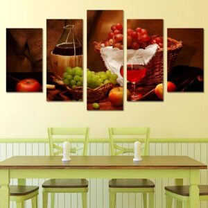 Wine Drink Fruit Classical - Wine 5 Panel Canvas Art Wall Decor